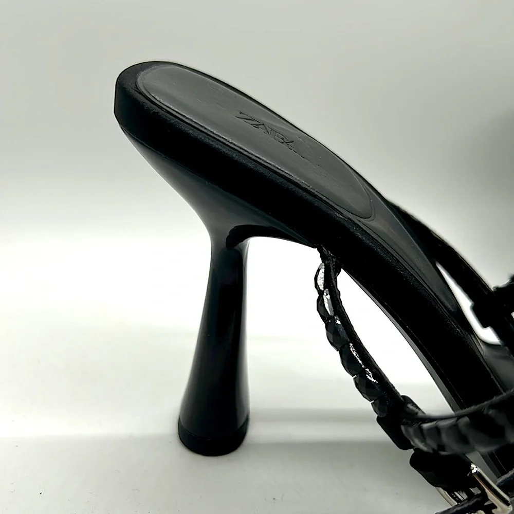 Zara Sexy Black Jeweled Ankle Strap High Heel Shoes **Sz 36/US Sz 6** 🔥🔥 - Picture 3 of 4